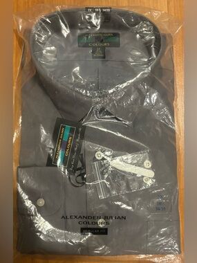 🔥Alexander Julian Colours Mens Long Sleeve Gray Dress Shirt Sz. 2X NWT